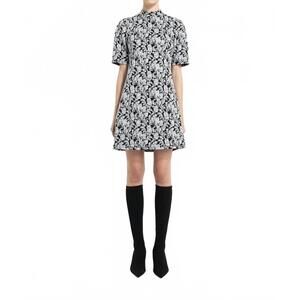 NEW NADYA TOTO kim jacquard knit babydoll dress in black white sequin